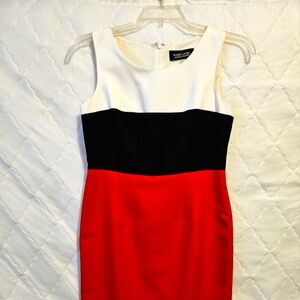 Black Label Tri-Tone Mini Dress - White, Black, Red